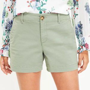 LOFT Green Washed Twill Shorts Size 6